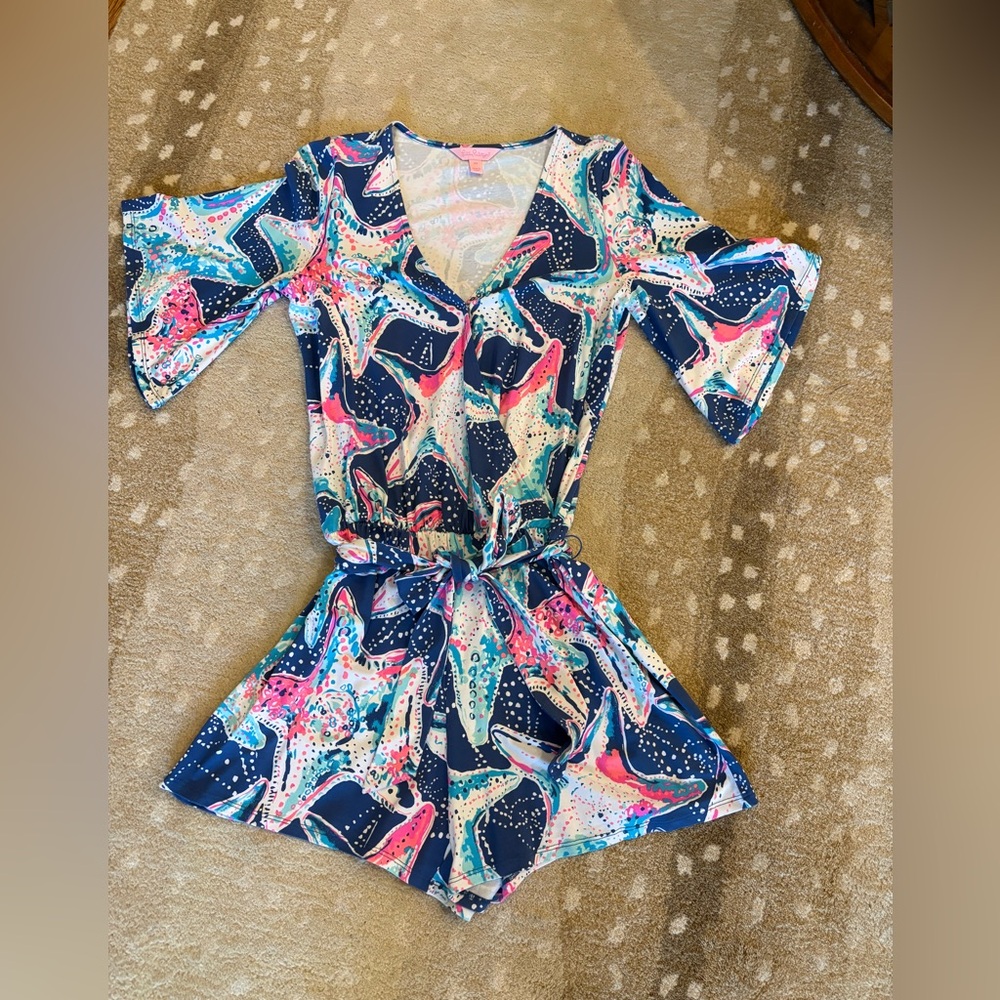 Lilly Pulitzer Navy Multi Starfish Print Romper